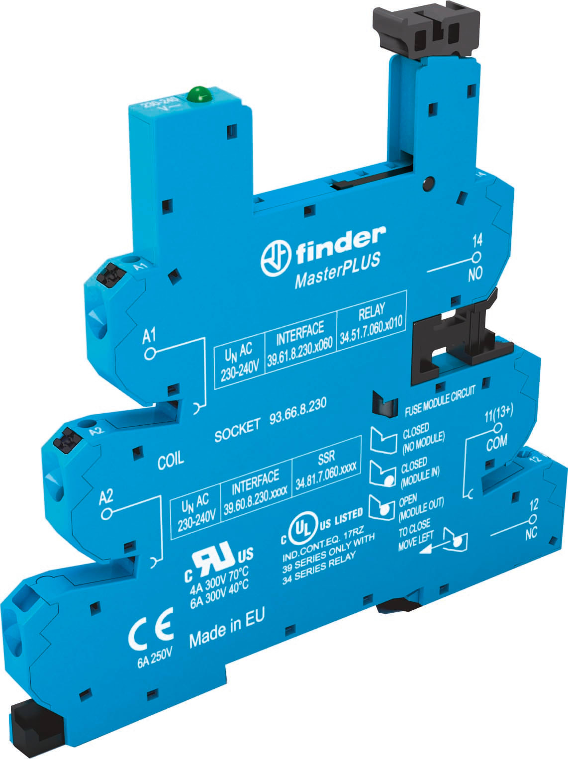FINDER SPA - FIN93660024 ZOCCOLO CON MORSETTI PUSH-IN 1P S.34