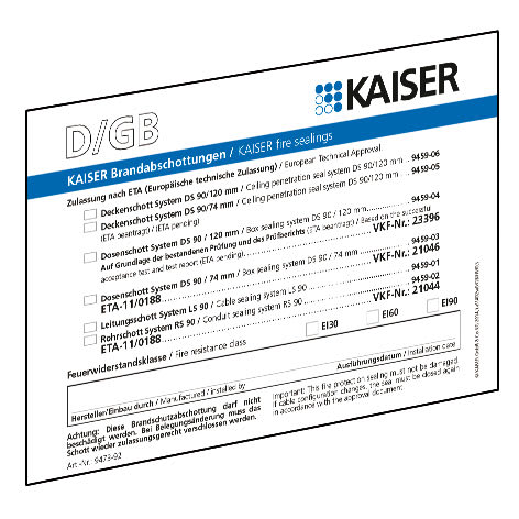 KAISER GMBH & CO. KG - KAI9473-91 TARGA DI CONTRASSEGNO PER PARTIZIONE