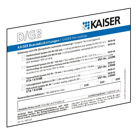 KAISER GMBH & CO. KG - KAI9473-92 Targa di contrassegno per partizione