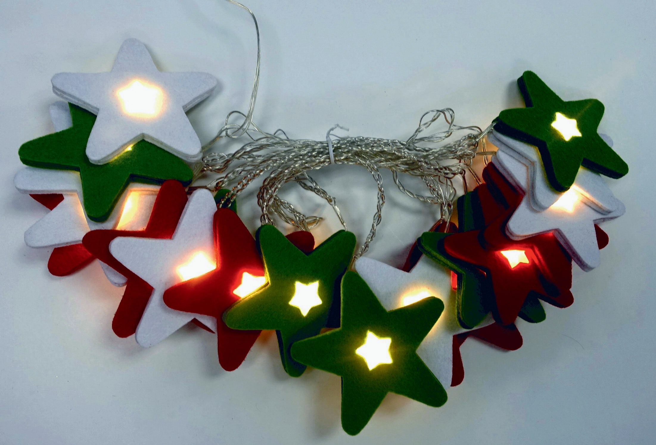GIOCOPLAST NATALE SP - GCP97012362 20 DECORAZIONI STELLA FELTRO CON LED