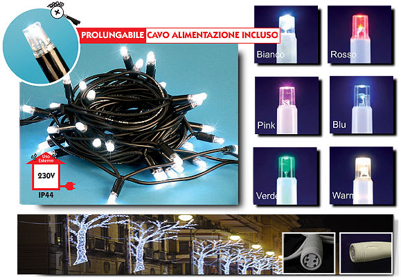 WIMEX - WIM4501223 STRINGA NERA 60LED WARM