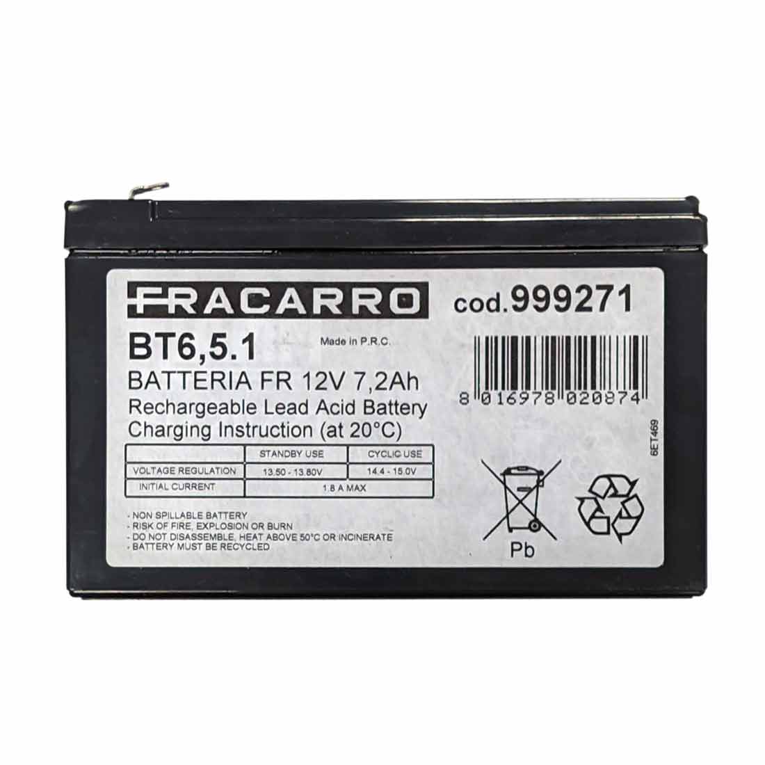FRACARRO - FRA999271 BT6,5.1 BATT.FR 12V 7AH