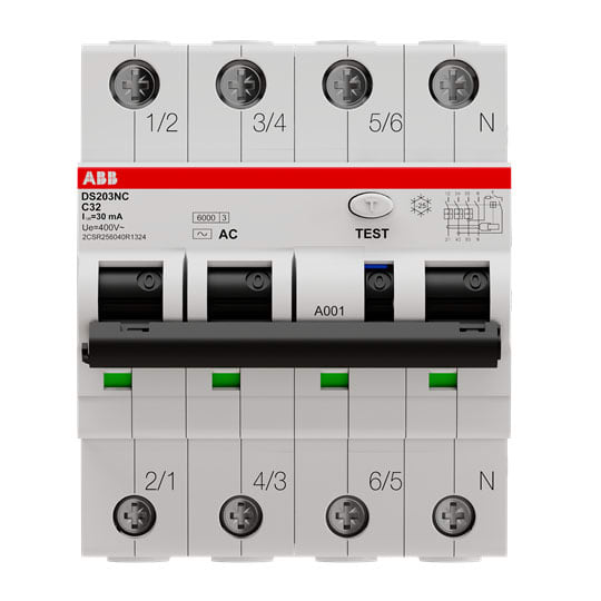ABB SPA - ABBDS3NC32AC30 DS203NC DIFF MAG 6 KA 3P+N AC C32 30MA
