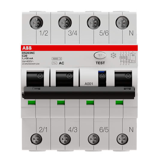 ABB SPA - ABBDS3NC20AC30 DS203NC DIFF MAG 6 KA 3P+N AC C20 30MA