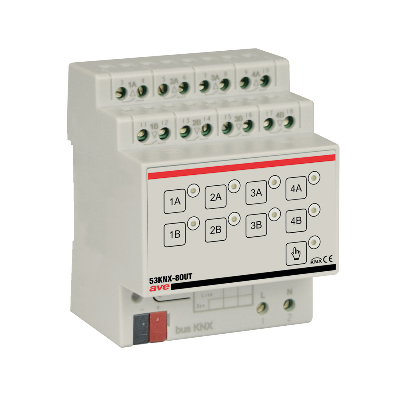 AVE - AVE53KNX-8OUT ATTUATORE KNX 8/4CH LUCI/TAPP 4 DIN