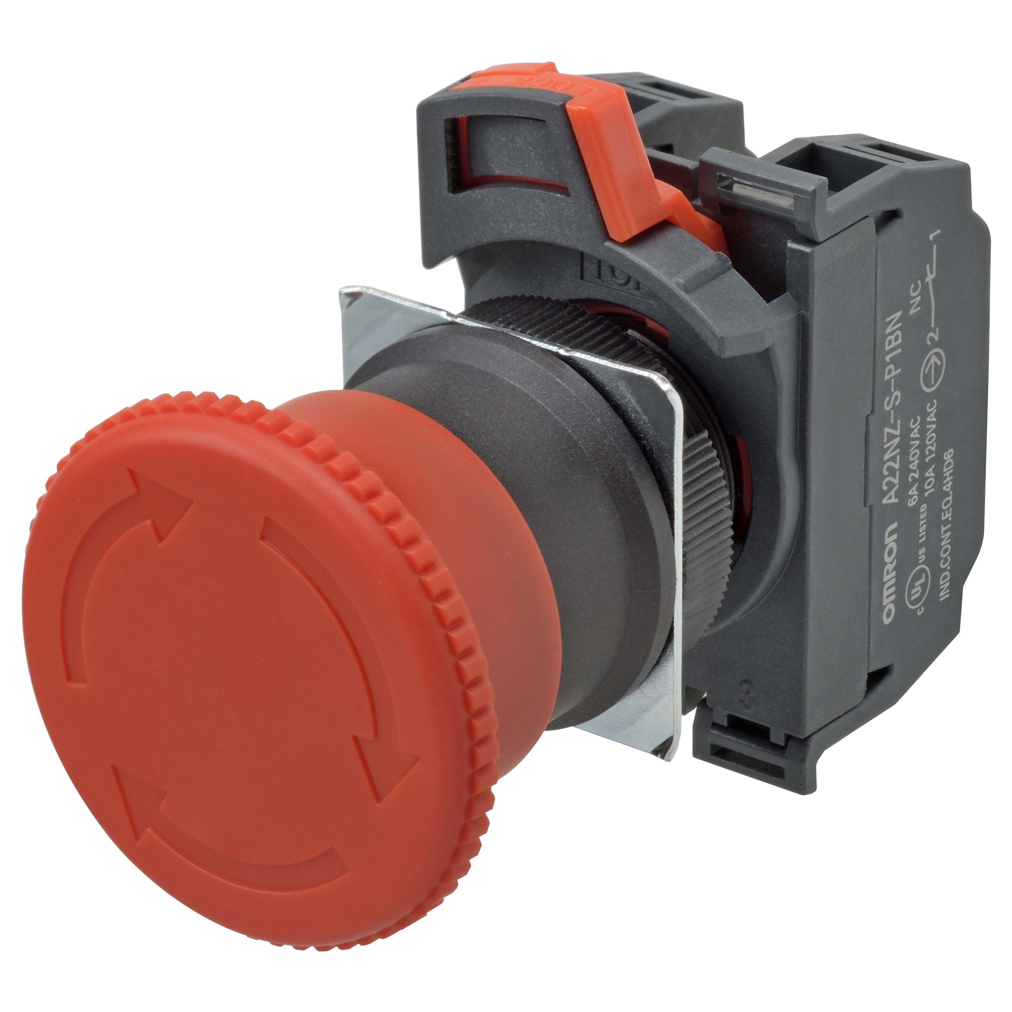 OMRON - OMRA22NEMP002N PULS.22,A22NE,EMERGENZA40MM,1NC,NONLUMIN