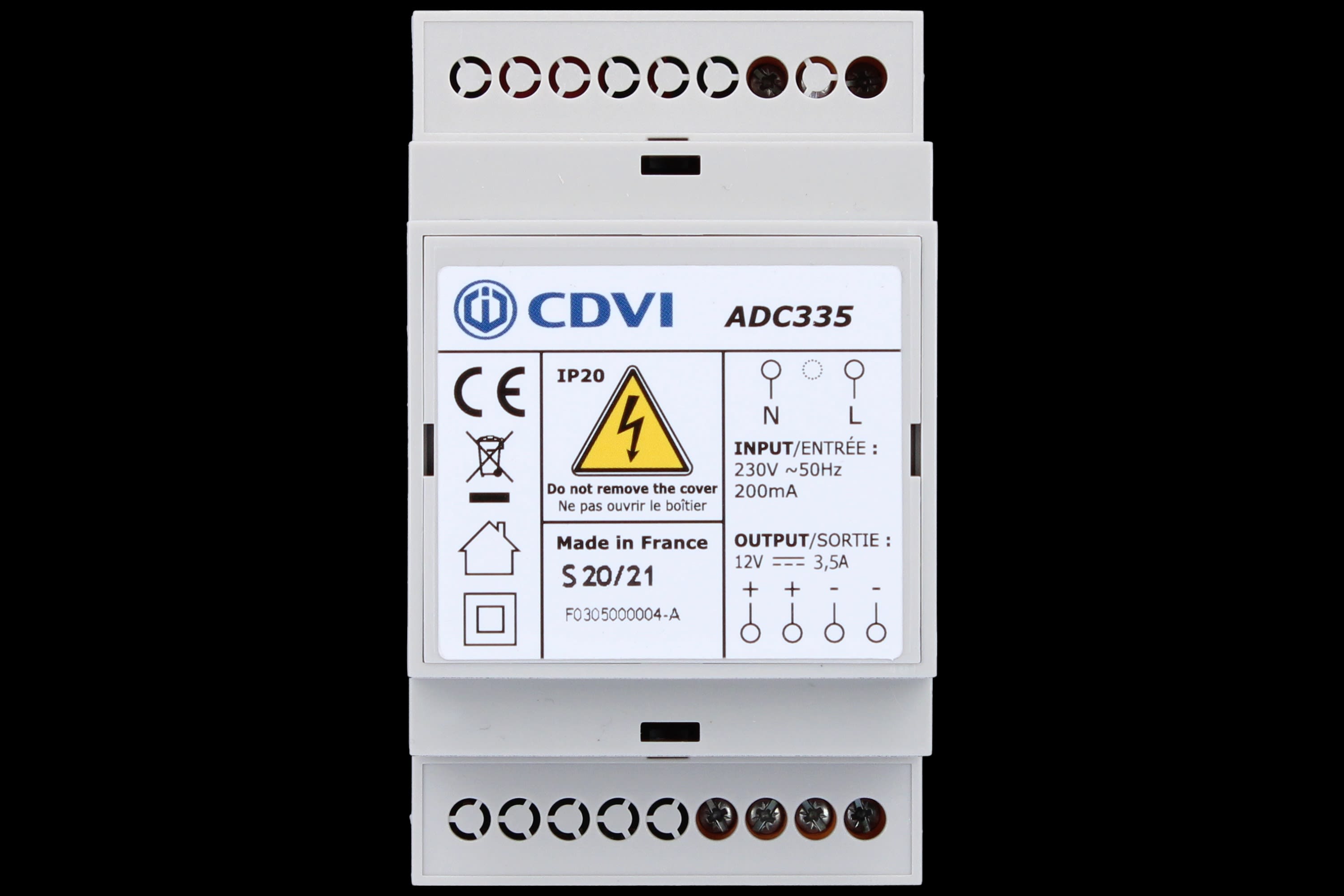 CDVI ITALIA SRL - CDVADC335 ALIM. 12V - 3.5 A - 3 MODULI DIN-RAIL
