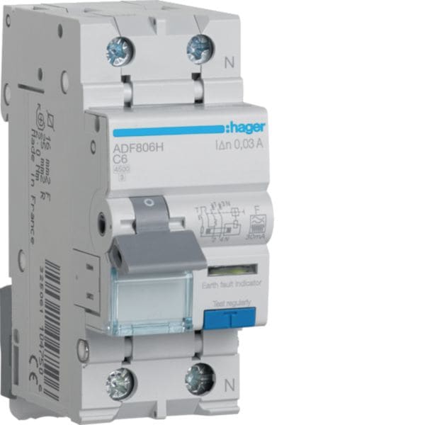 HAGER - HAGADF806H DIFF MAGN ACC 1P+N 30MA F 6A 4,5KA C 2M