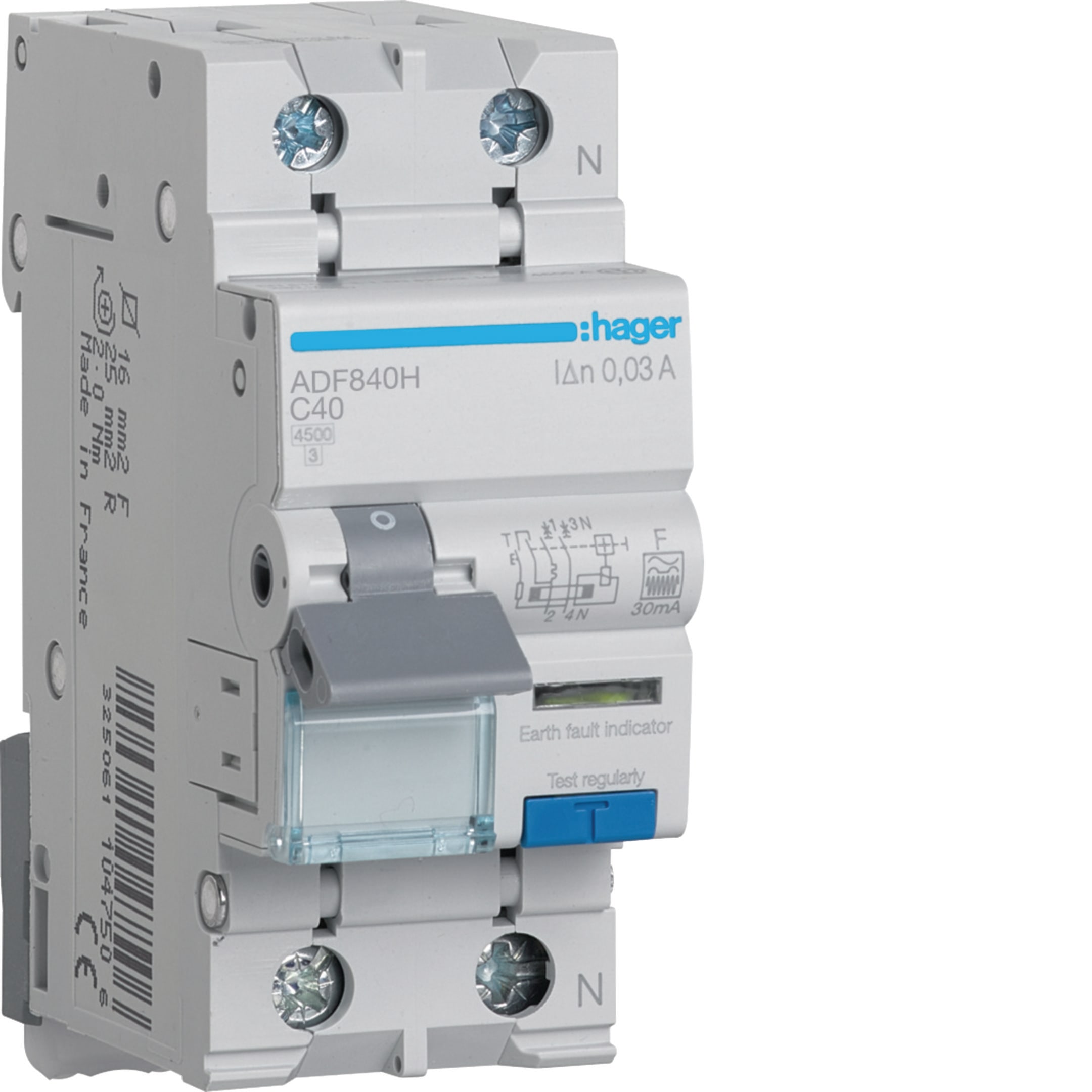 HAGER - HAGADF840H DIFF MAGN ACC 1P+N 30MA F 40A 4,5KA C 2M