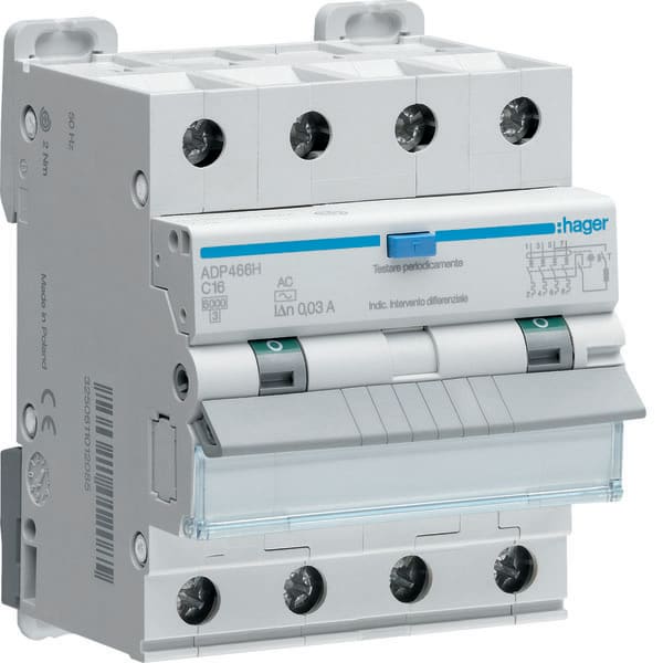 HAGER - HAGADP466H DIFF MAGN 4P 30MA AC 16A 6KA C 4M