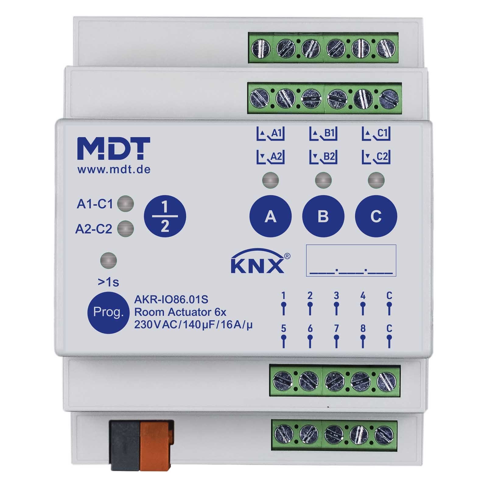 MDT ITALIA SRL - EYGAKR-IO86.01S Attuatore KNX multifunzione 8IN/6OUT,16A