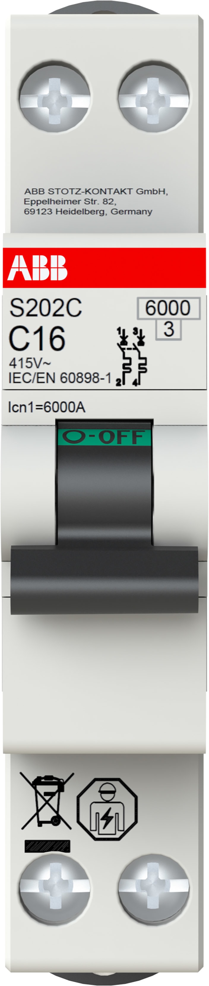 ABB SPA - ABBS202CB16 S202C-B16 INTERR. AUTOMATICO 2P1M 6KA
