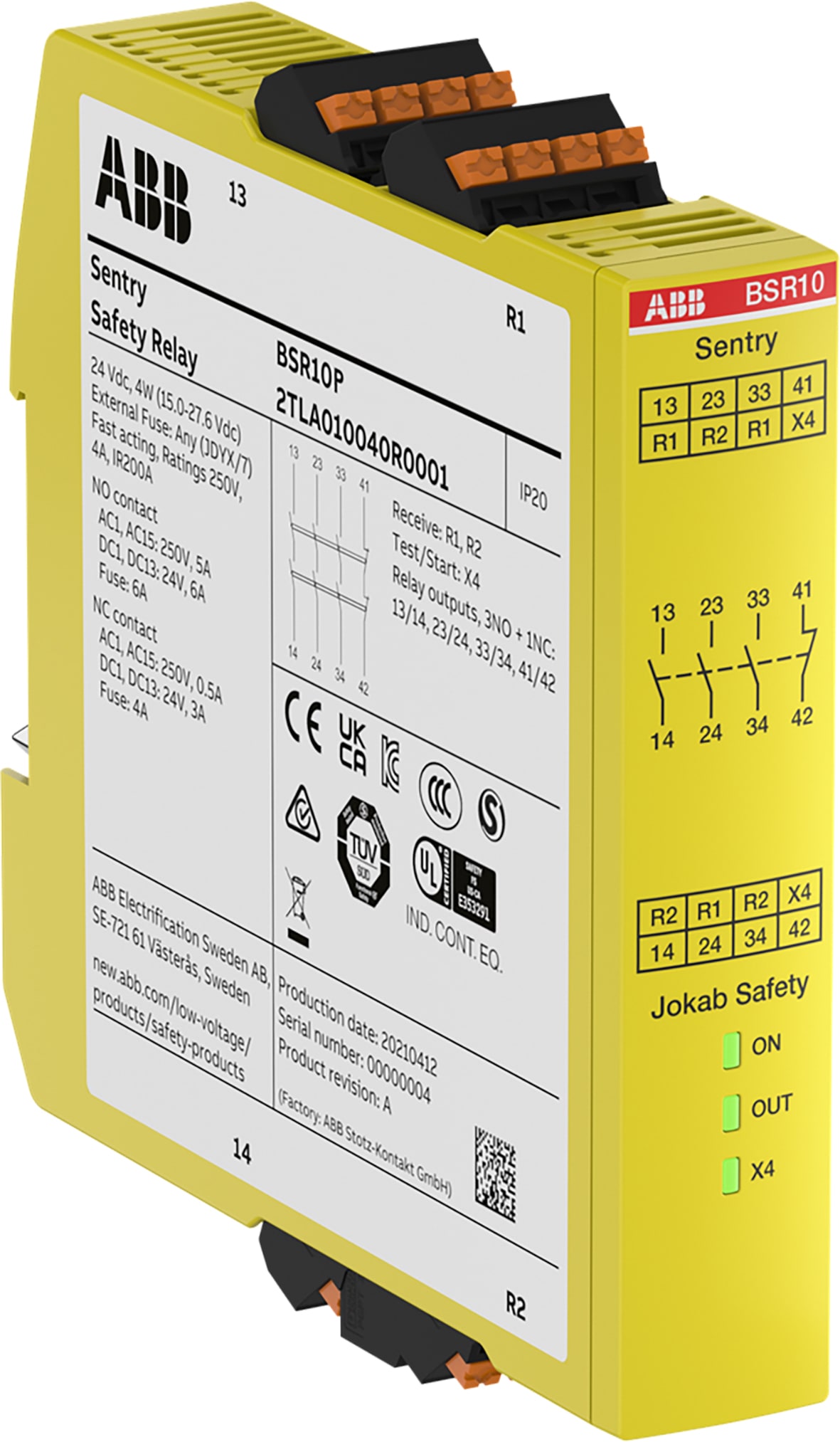 ABB SPA - ABB2TLA010040R0001 SENTRY BSR10P SAFETY RELAY_PUSH-IN