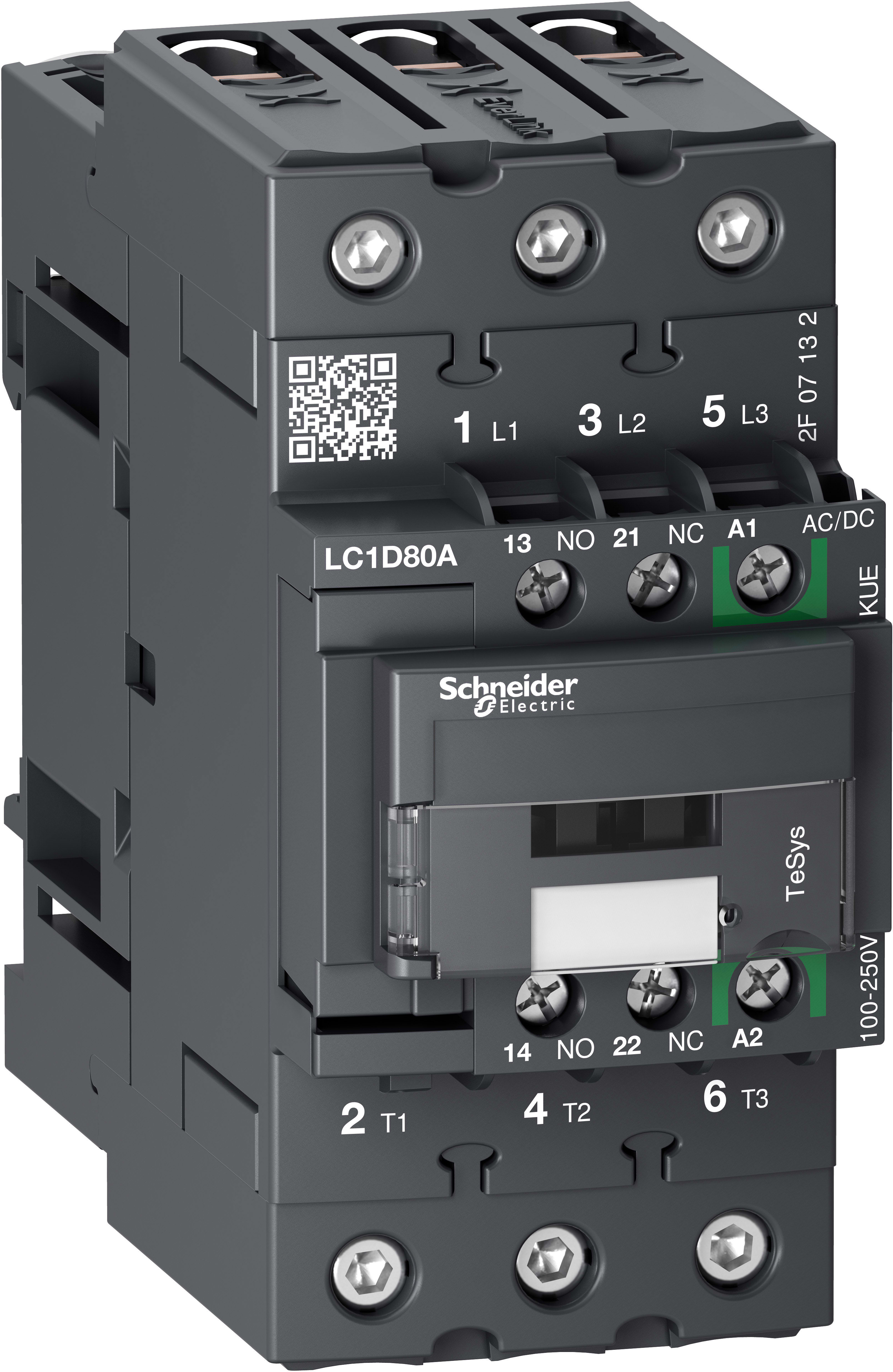 SCHNEIDER ELECTRIC - SNRLC1D80AKUE CONTATTORE 80A 100-250VAC/DC GREEN