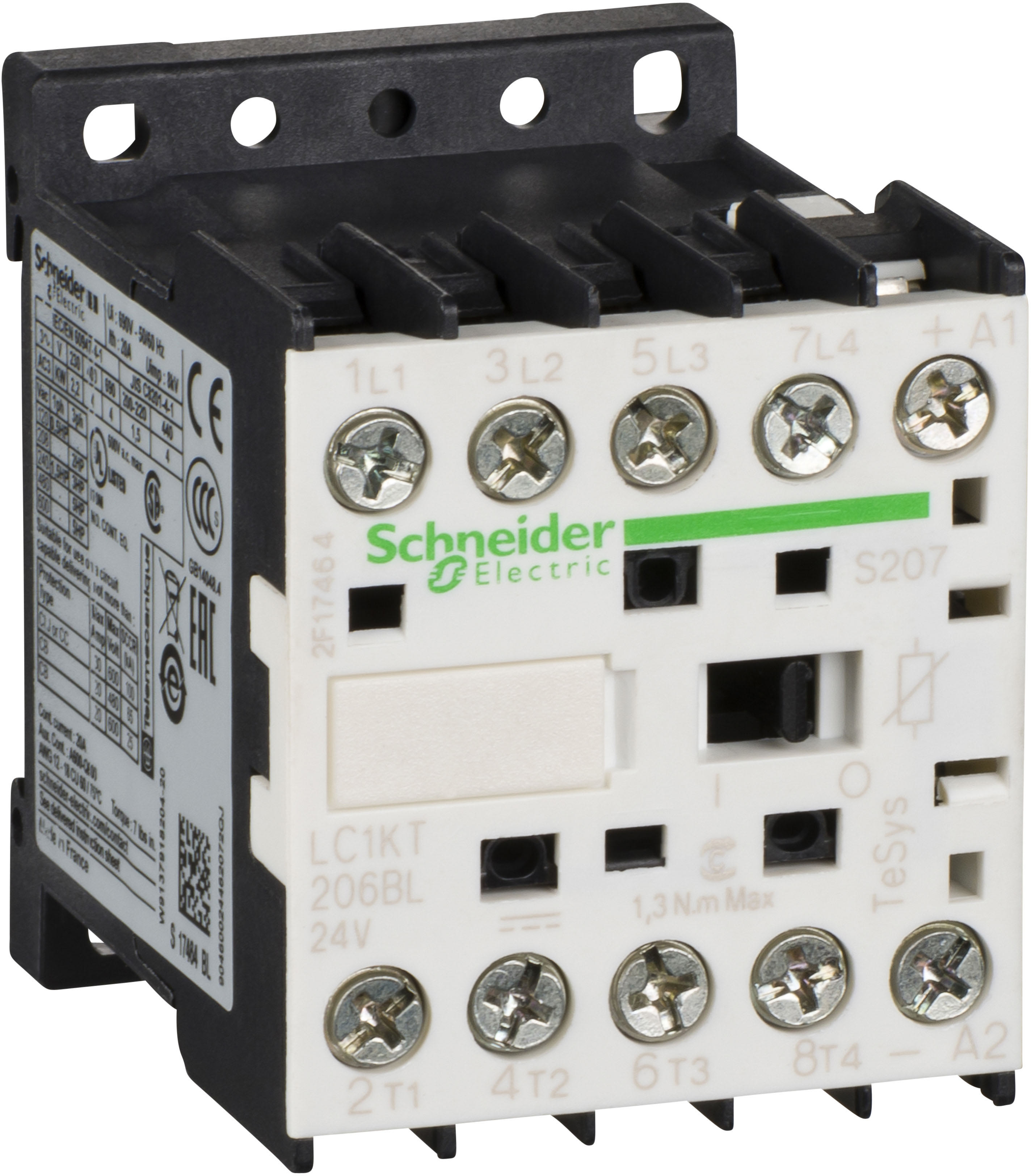 SCHNEIDER ELECTRIC - SNRLC1KT206BLS207 TeSys K contattore - 4P (4 NO) - AC-1 20 A - 110 V DC rail