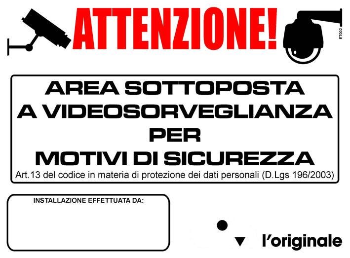 HILTRON LAND SRL - C1AET002 TARGA PVC ADESIVA  AREA VIDEOSORVEGLIATA