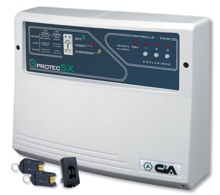 HILTRON LAND SRL - C1APROTEC5X CENTRALE ANTIFURTO 3 ZONE + 24H CON CHIA