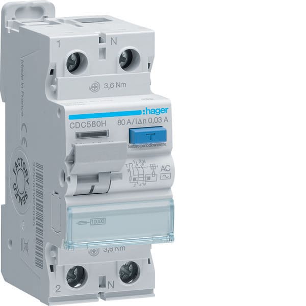 HAGER - HAGCDC580H INT DIFF ACC 2P 30MA 80A AC 2M
