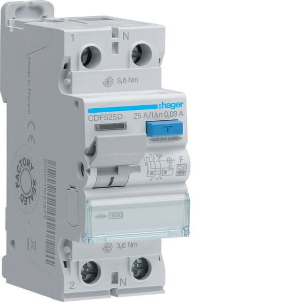 HAGER - HAGCDF525D INT. DIFF. ACC. 1P+N 30MA 25A F 2M