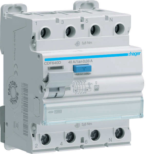 HAGER - HAGCDF640D INT. DIFF. ACC. 3P+N 30MA 40A F 4M