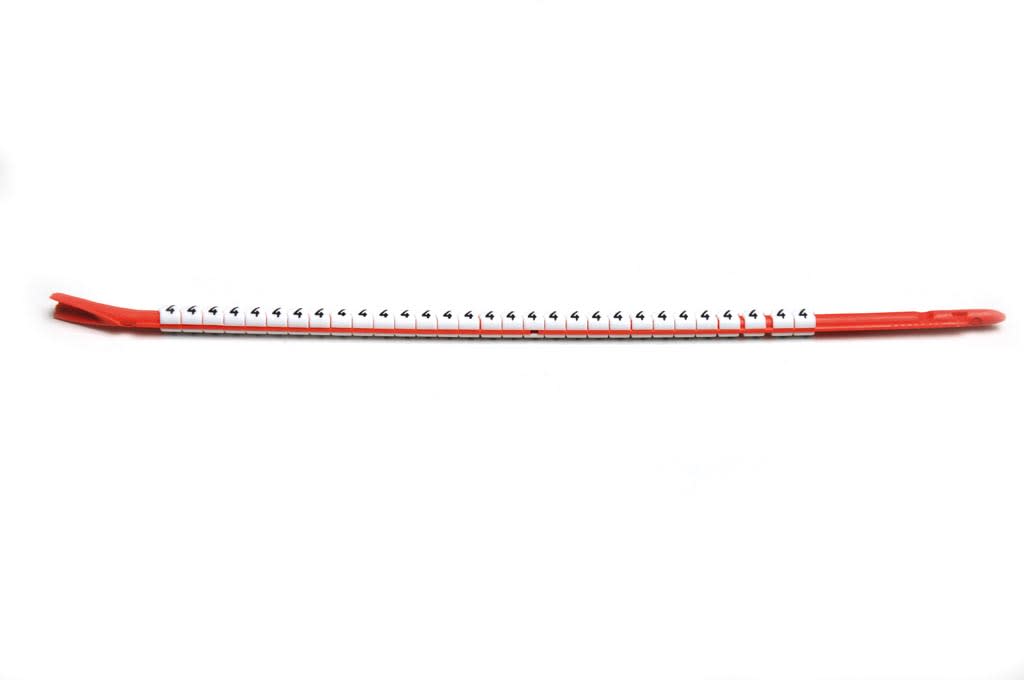 CEMBRE SPA - CEM17430-5 SEGNACAVO SM-06 SNAP SU SUPPORTO, PER CAVI DI DIAMETRO 2,6-3,5mm E SEZIONE 0,75-1,5mmq, GIALLO, CON STAMPA NERA NUMERO "5", 50 PZ SU SUPPORTO ROSSO