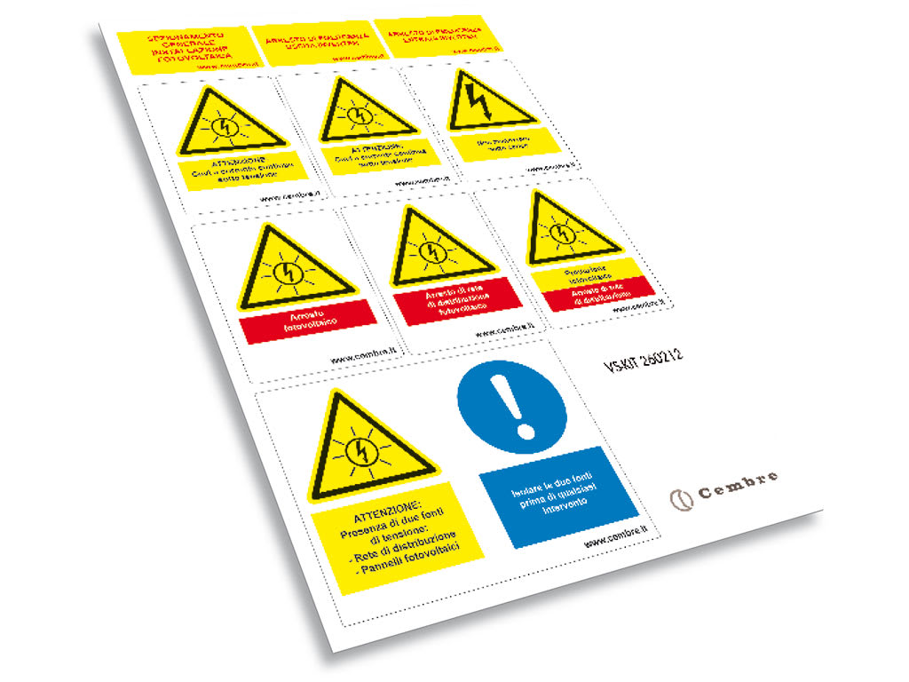 CEMBRE SPA - CEM260212 ETICH.VS-KIT SOLARE X IMP.ELET.130X200