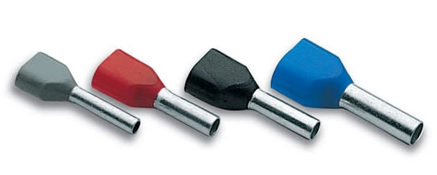 CEMBRE SPA - CEMPKT1512 TUBETTO TERMINALE "TWIN", PREISOLATO IN PA6, NERO, PER CONDUTTORI FLESSIBILI IN RAME, SEZIONE 2x1,5mmq P=12mm