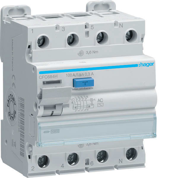 HAGER - HAGCFC684H INT DIFF ACC 4P 300MA 100A AC 4M