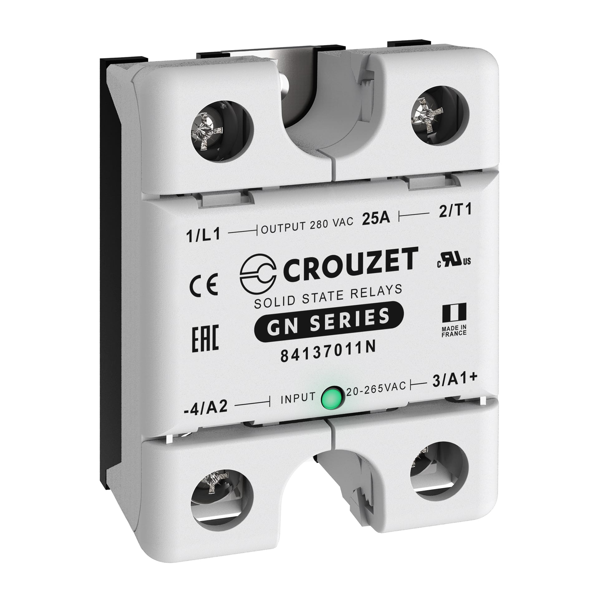 CROUZET - CRO84137011N SSR, GN, SINGLE PHASE, PANEL MOUNT, 25A,