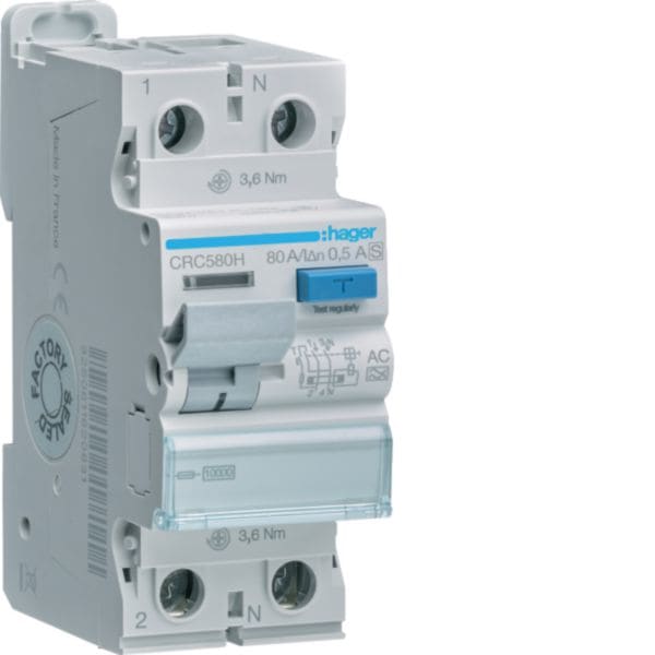 HAGER - HAGCRC580H INT DIFF ACC 2P 500MA 80A AC SEL 2M