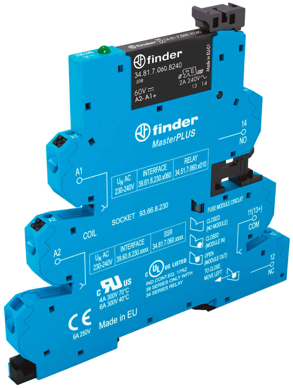 FINDER SPA - FIN396002408240 MASTERPLUS INTERFACCIA SSR 1NO MORSPUSH-