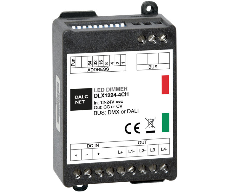 DIGIMAX SRL - DIXDLX-4CC350-DMX DIMMER DMX CC 12-24VIN 4CH 350MA