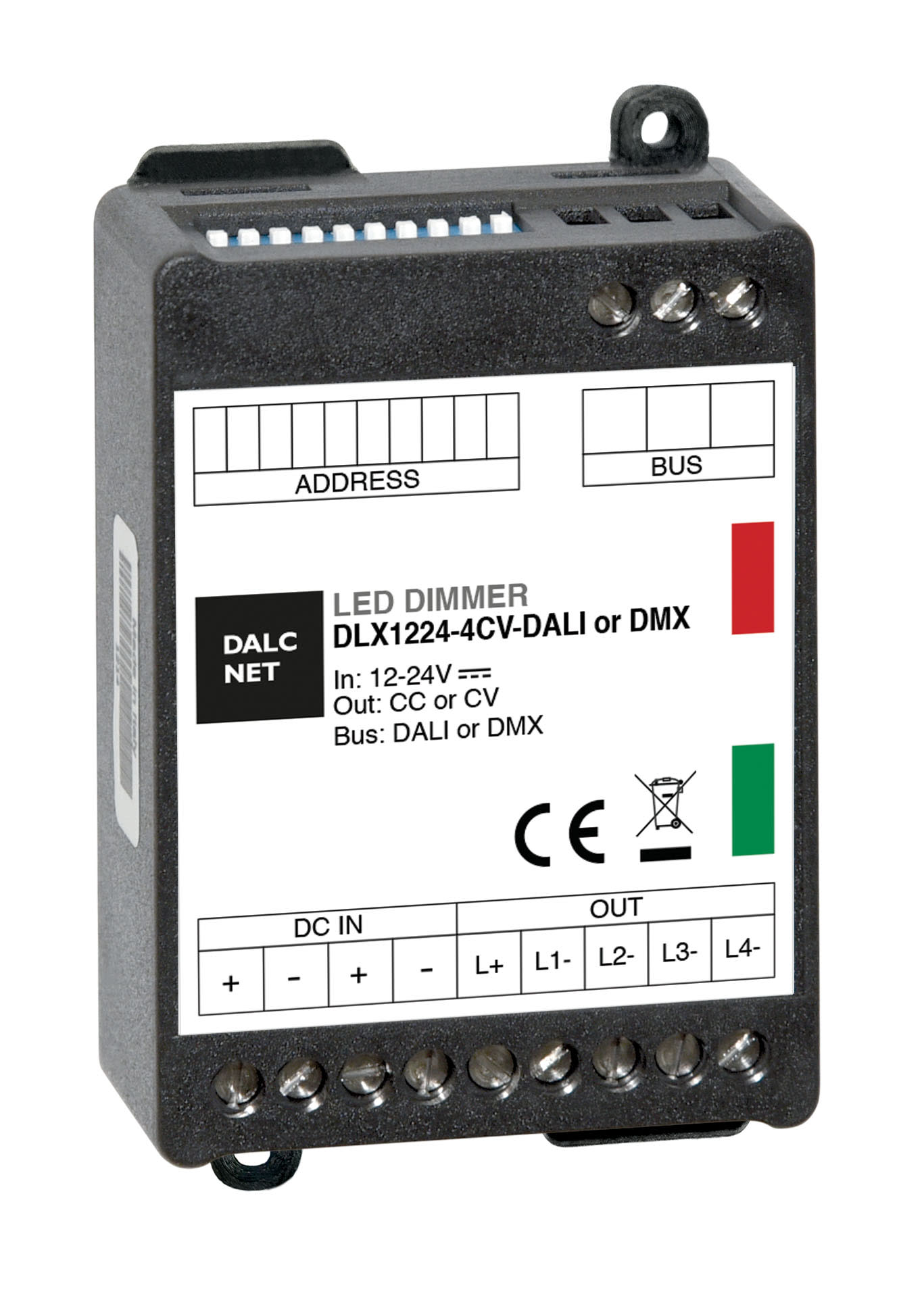DIGIMAX SRL - DIXDLX1224-4CV-DMX DIMMER DMX +PUSH CV 12-24VIN  4CH