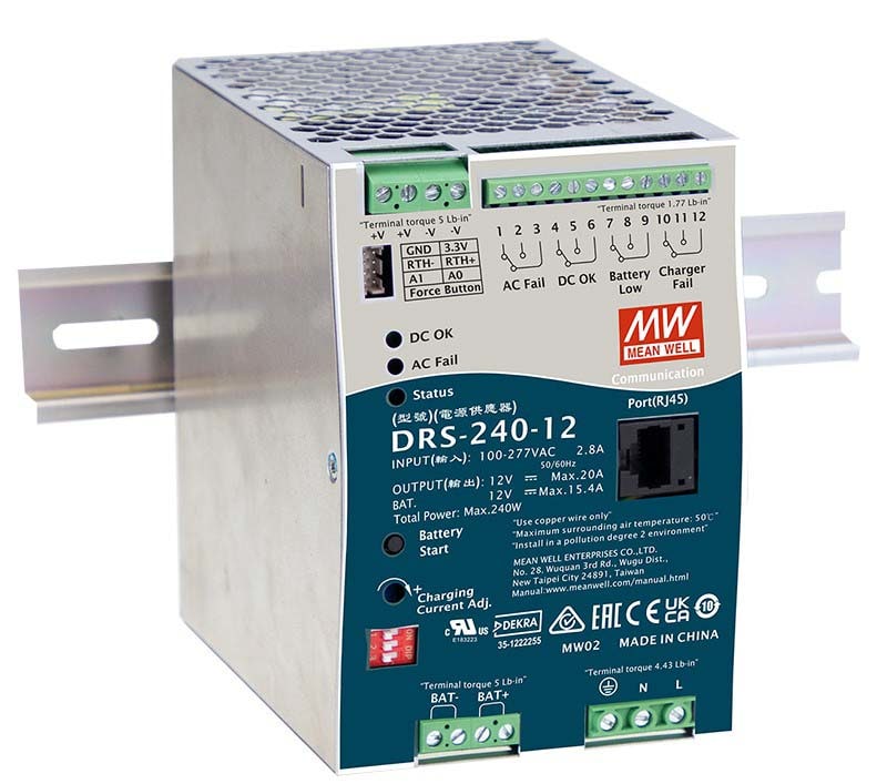 DIGIMAX SRL - DIXDRS-240-48 ALIMENTATORE DIN RAIL SICUREZZA UPS 240W