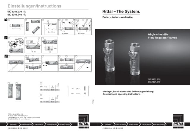 RITTAL SPA - RIT3301930 SK VALV. DI COMP. P. SCAMB. ARIA ACQUA A