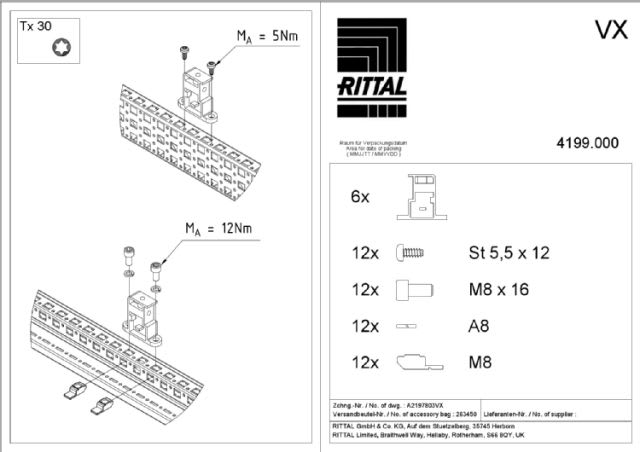 RITTAL SPA - RIT4199000 VX 6 SUPPORTI PER PROFILATI A C - 6PZ