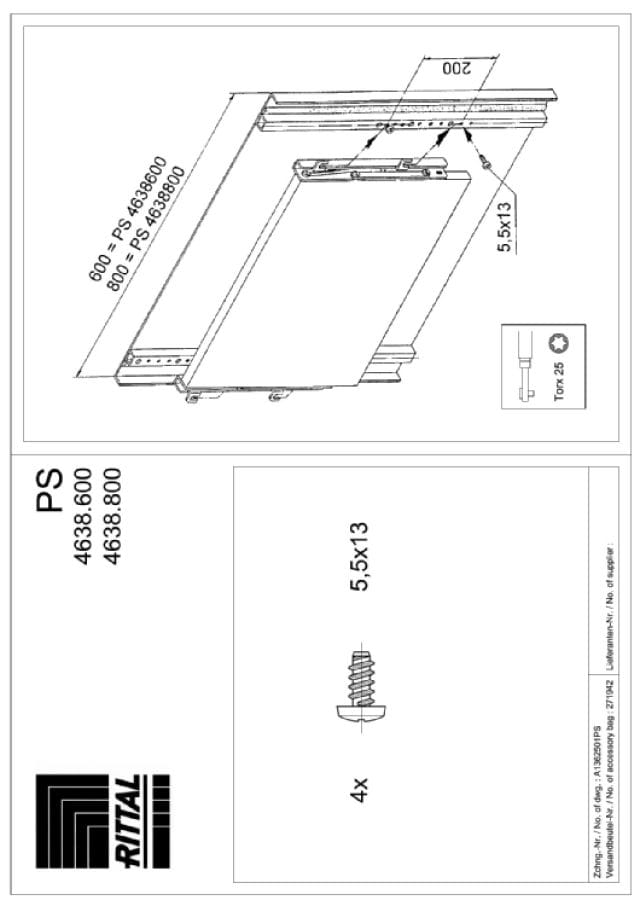 RITTAL SPA - RIT4638800 VX RIPIANO DI LAVORO 800MM - 1PZ