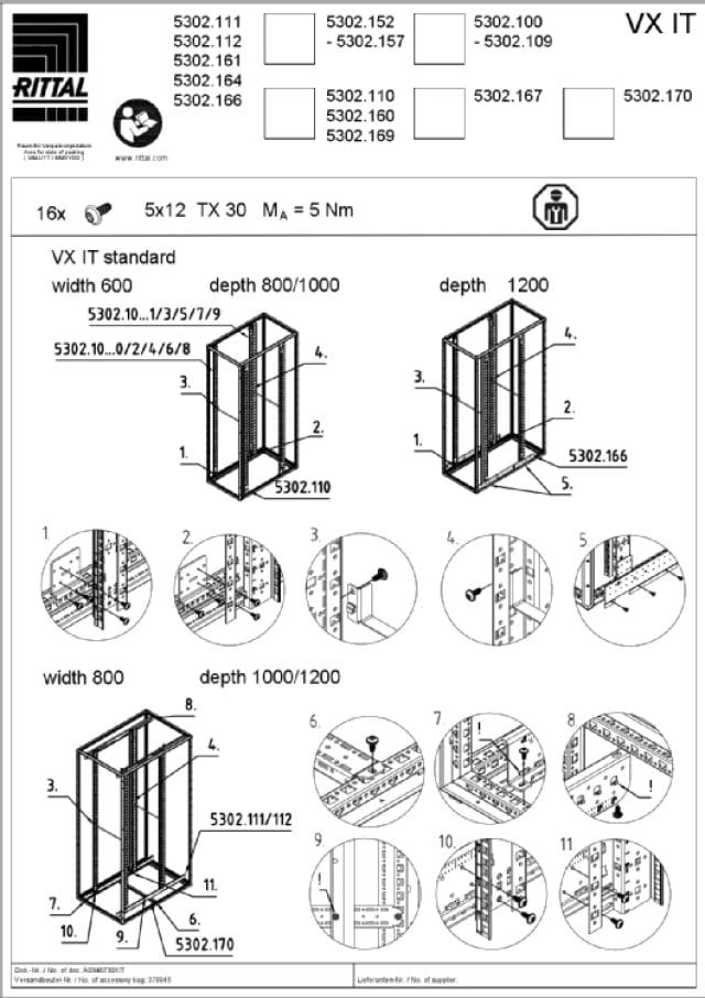 RITTAL SPA - RIT5302103 VX IT KIT PROFILI 19 POST. 24U STD-2PZ