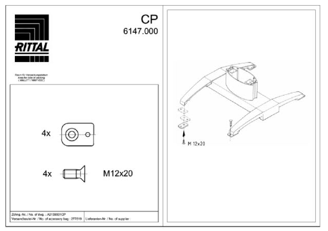 RITTAL SPA - RIT6147000 CP FISSAGGIO PIEDISTALLO PAVIM - 4PZ