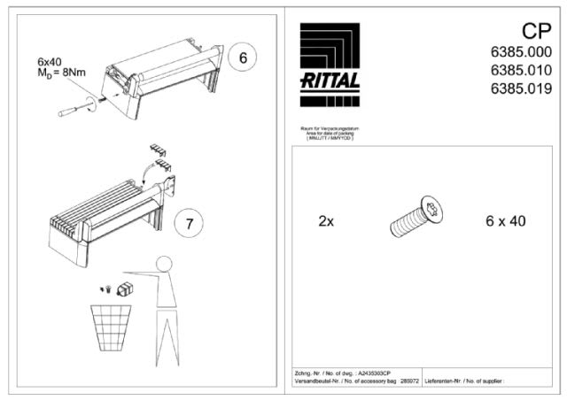 RITTAL SPA - RIT6385010 CP MANIGLIE OPTIPANEL ORIZZONTALI 19