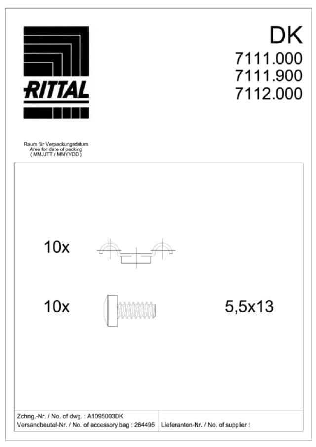 RITTAL SPA - RIT7111000 DK 10 ANELLI GUIDA CAVI 120X60