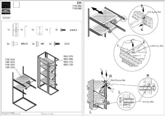 RITTAL SPA - RIT7163560 DK SUPPORTO CAVI, SENZA PIEGHE PER