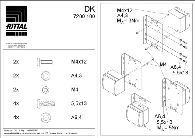 RITTAL SPA - RIT7280100 DK PRESA PER TELAIO
