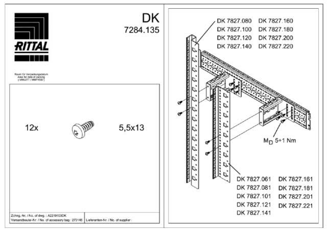 RITTAL SPA - RIT7284135 DK FISSAGGIO CENTR.X PROFILATI - 2PZ