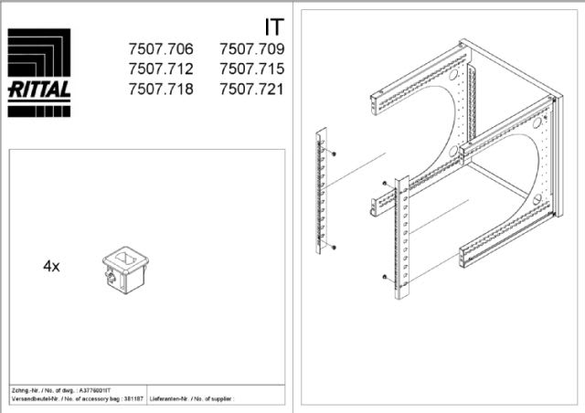 RITTAL SPA - RIT7507721 PROF. PORTANTI PER FLATBOX, 21 HE - 2PZ