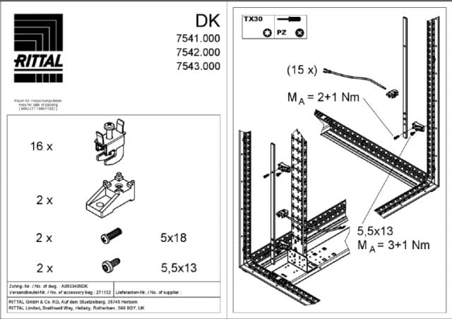 RITTAL SPA - RIT7541000 DK SBARRA X MESSA A TERRA 800 MM