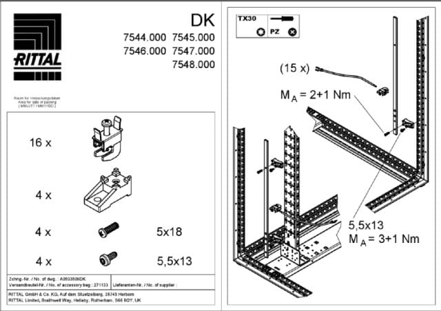 RITTAL SPA - RIT7548000 DK SBARRA X MESSA A TERRA 2200 MM