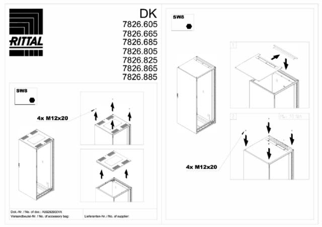 RITTAL SPA - RIT7826865 DK LAMIERA TETTO CON INGRESSO CAVI 800X6