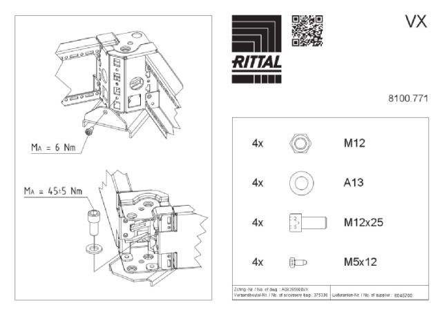 RITTAL SPA - RIT8100771 VX BASE/ZOCCOLO ADATTATORE INOX - 4PZ