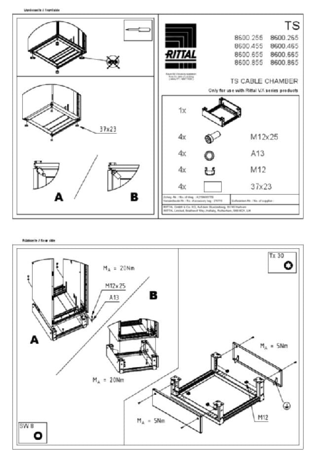 RITTAL SPA - RIT8600455 VX VANO CAVI 400X200X500